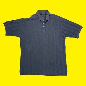 90s Pinnacle Navy Blue Striped Golf Polo XL